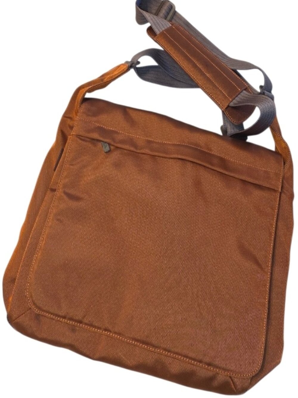 Burnt Orange Laptop Bag Padded Shoulder Strap Hook Loop Flap Closure Messenger